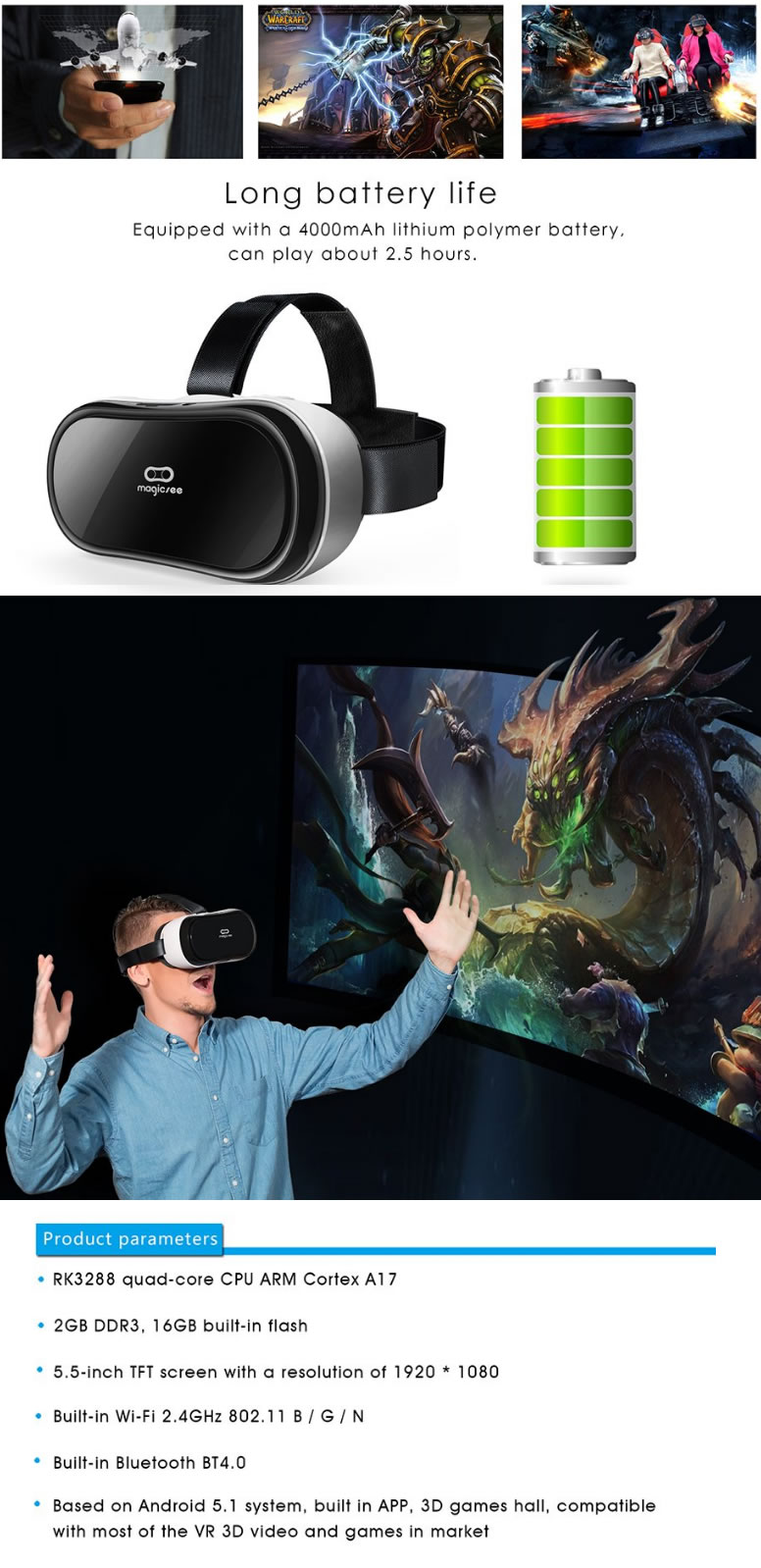 Magicsee M1 ALL IN ONE VR Virtual Reality 3D Glasses